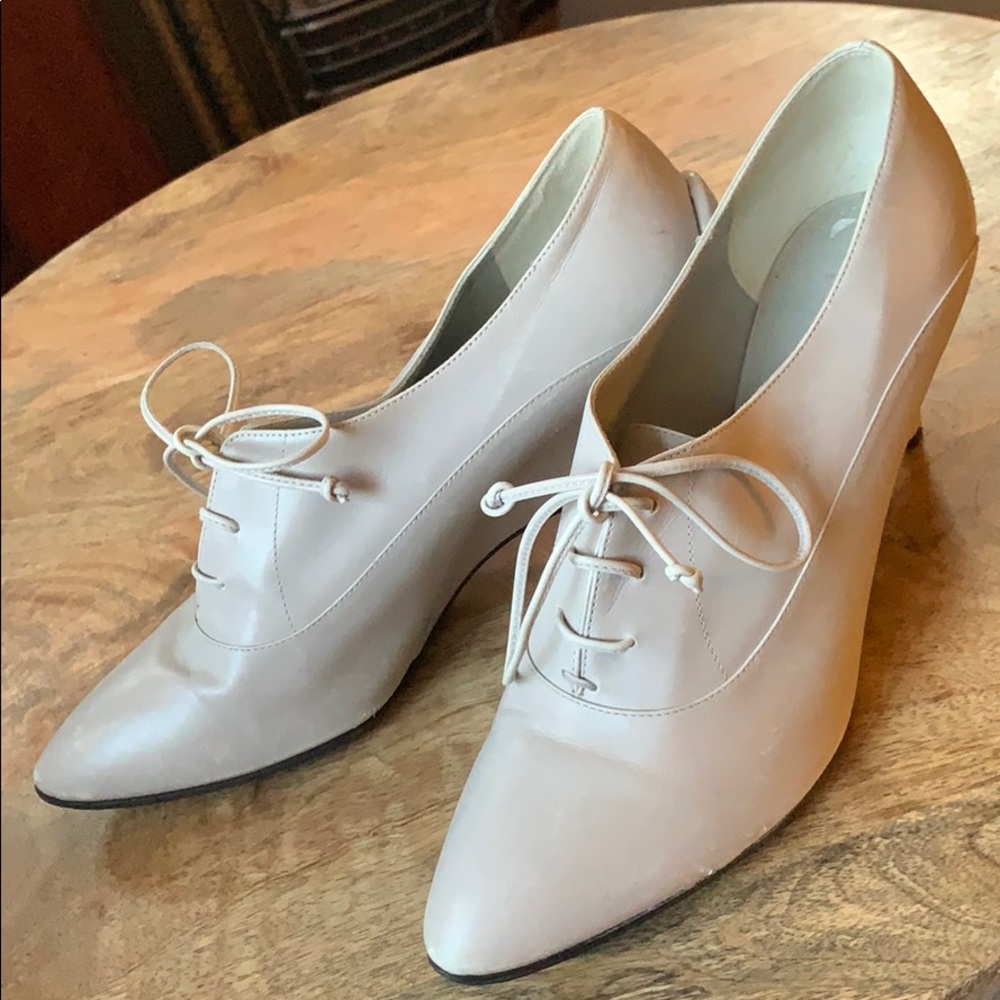 Jil Sander powder grey skinny wedge Oxford